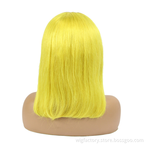 Cheap price 100% virgin indian short bob hair wigs,4x4 lace frontal 150% density straight bob lace frontal wigs